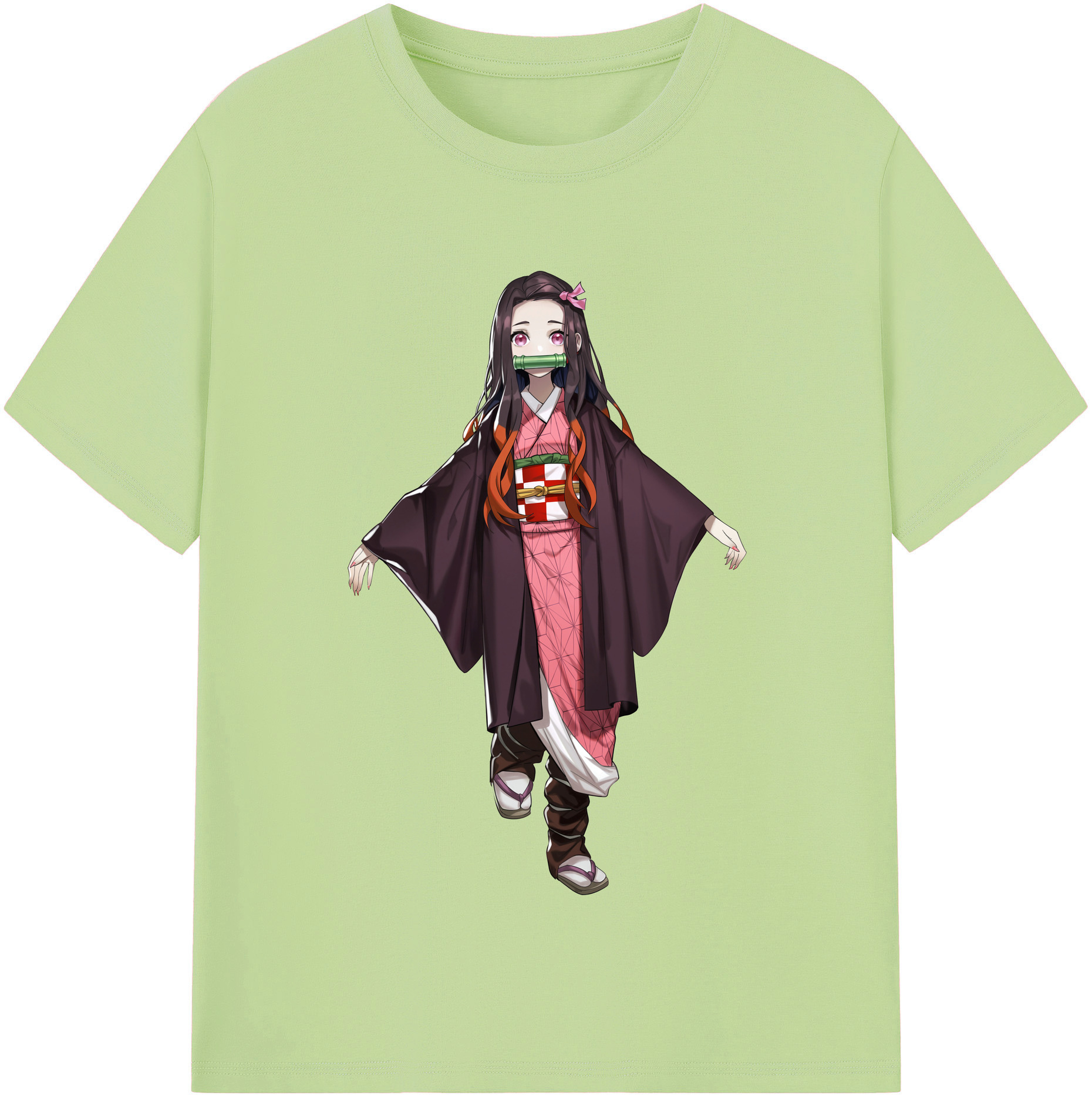 （画像用） 鬼滅の刃（きめつのやいば）竈門 禰󠄀豆子／かまど ねずこ Kamado Nezuko 綿100％半袖Tシャツ（フロントプリント）